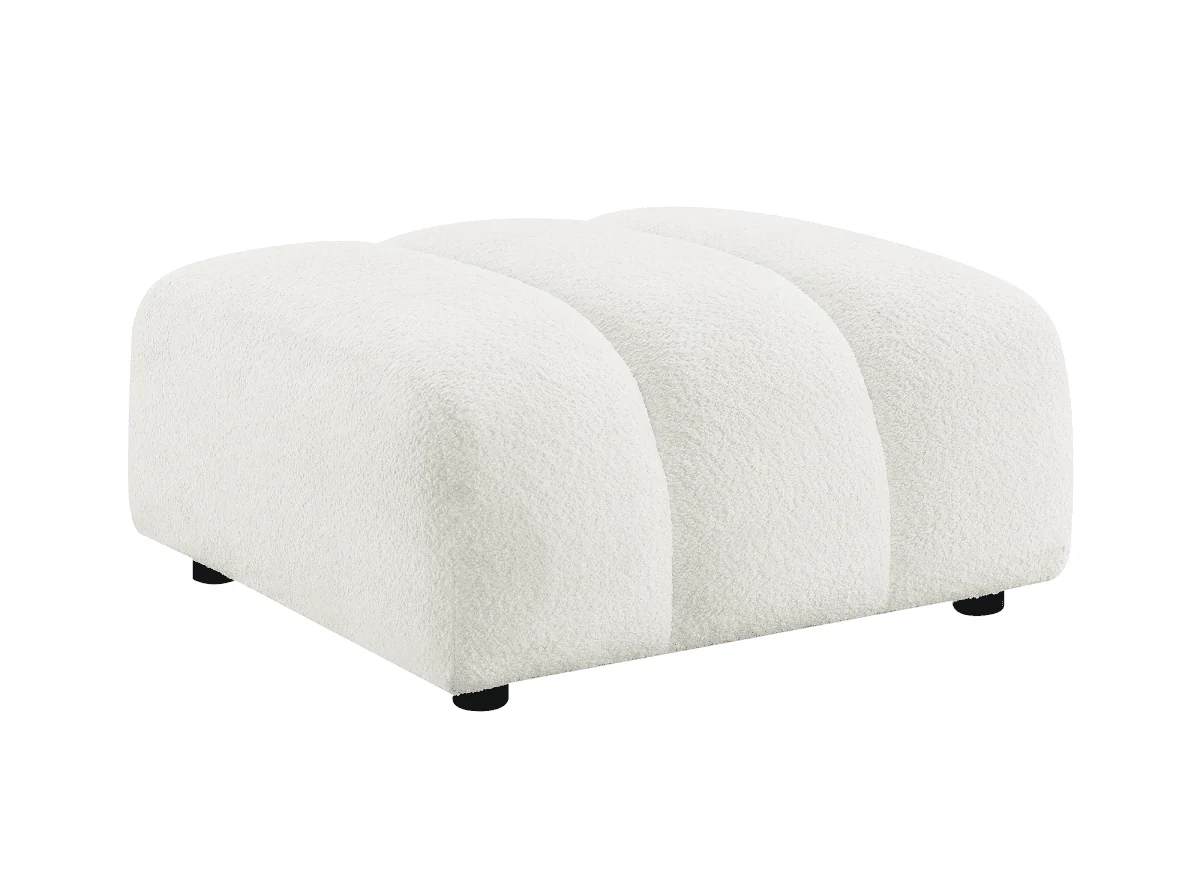 Pouf en tissu bouclette écru AELIS - Image 2