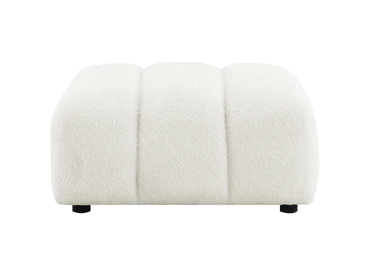 Pouf en tissu bouclette écru AELIS - Image 3