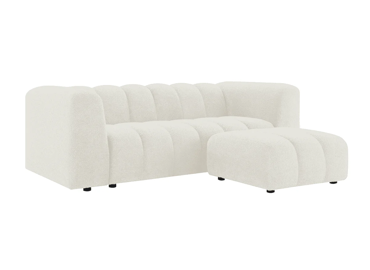 Pouf en tissu bouclette écru AELIS - Image 4