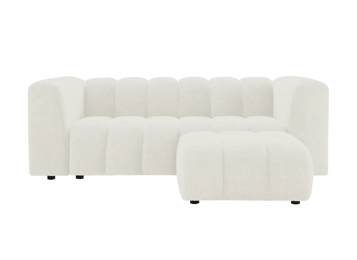 Pouf en tissu bouclette écru AELIS - Image 5