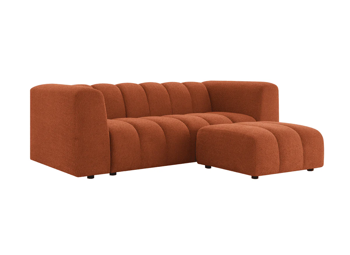 Pouf en tissu bouclette terracotta AELIS - Image 4