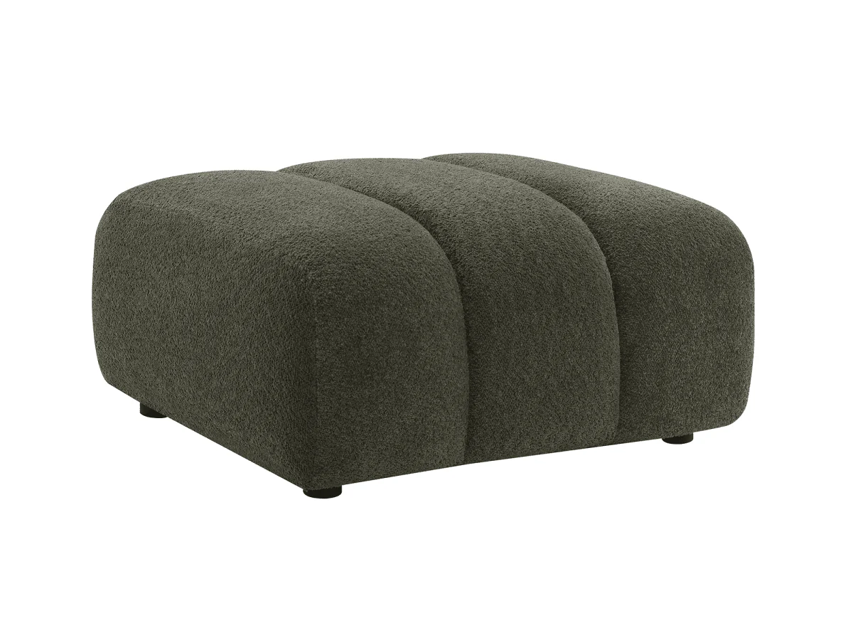 Pouf en tissu bouclette vert AELIS - Image 2