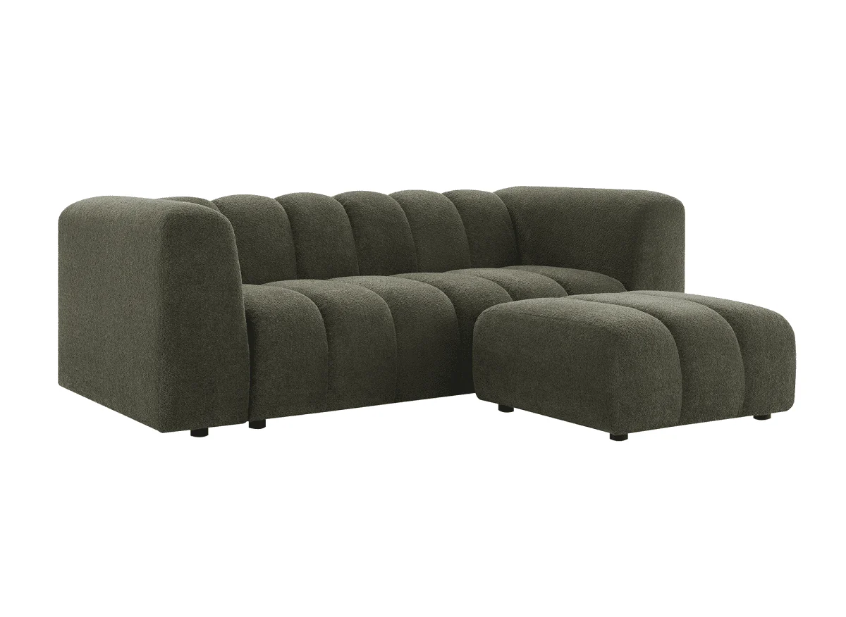 Pouf en tissu bouclette vert AELIS - Image 4