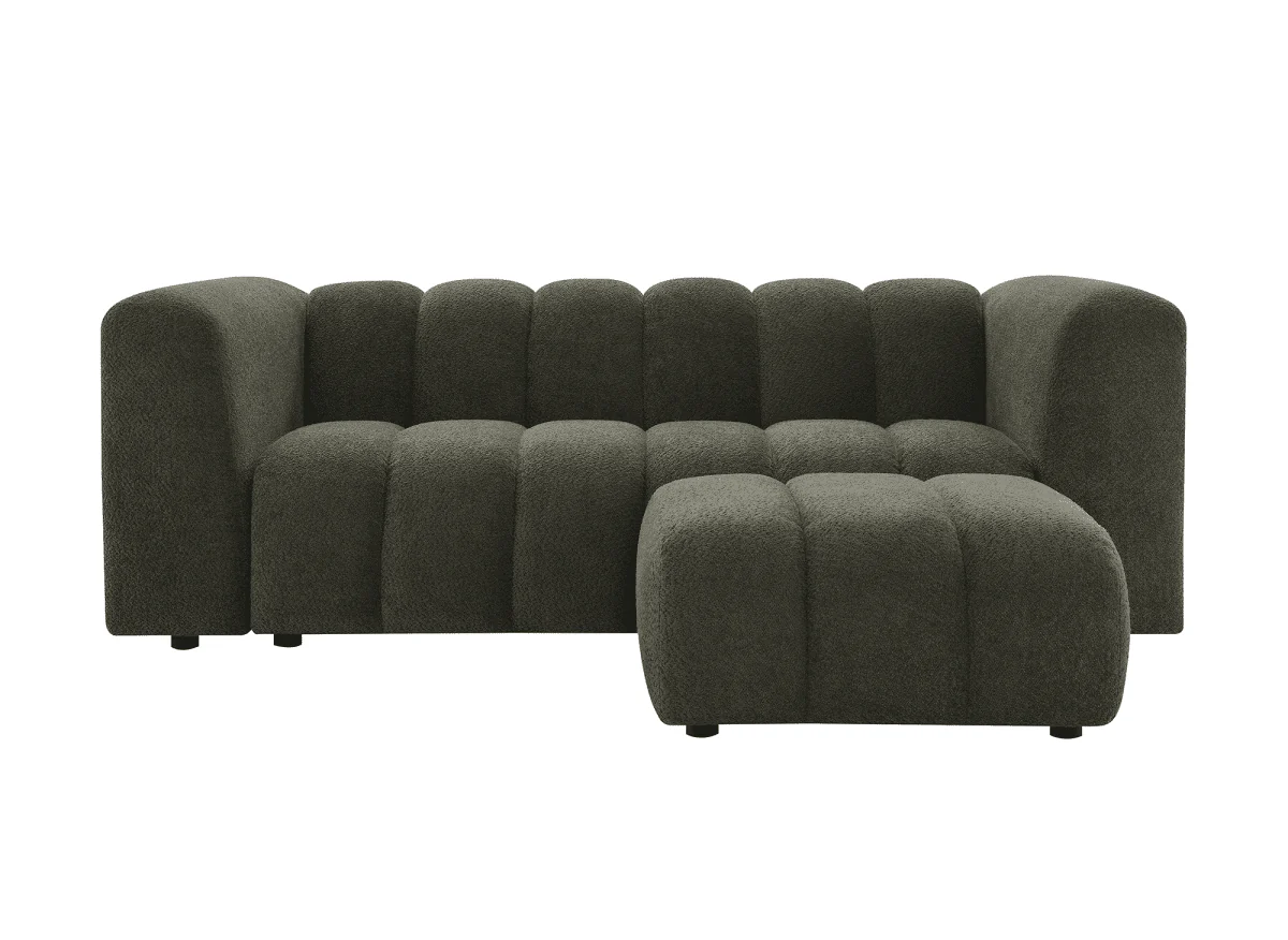 Pouf en tissu bouclette vert AELIS - Image 5