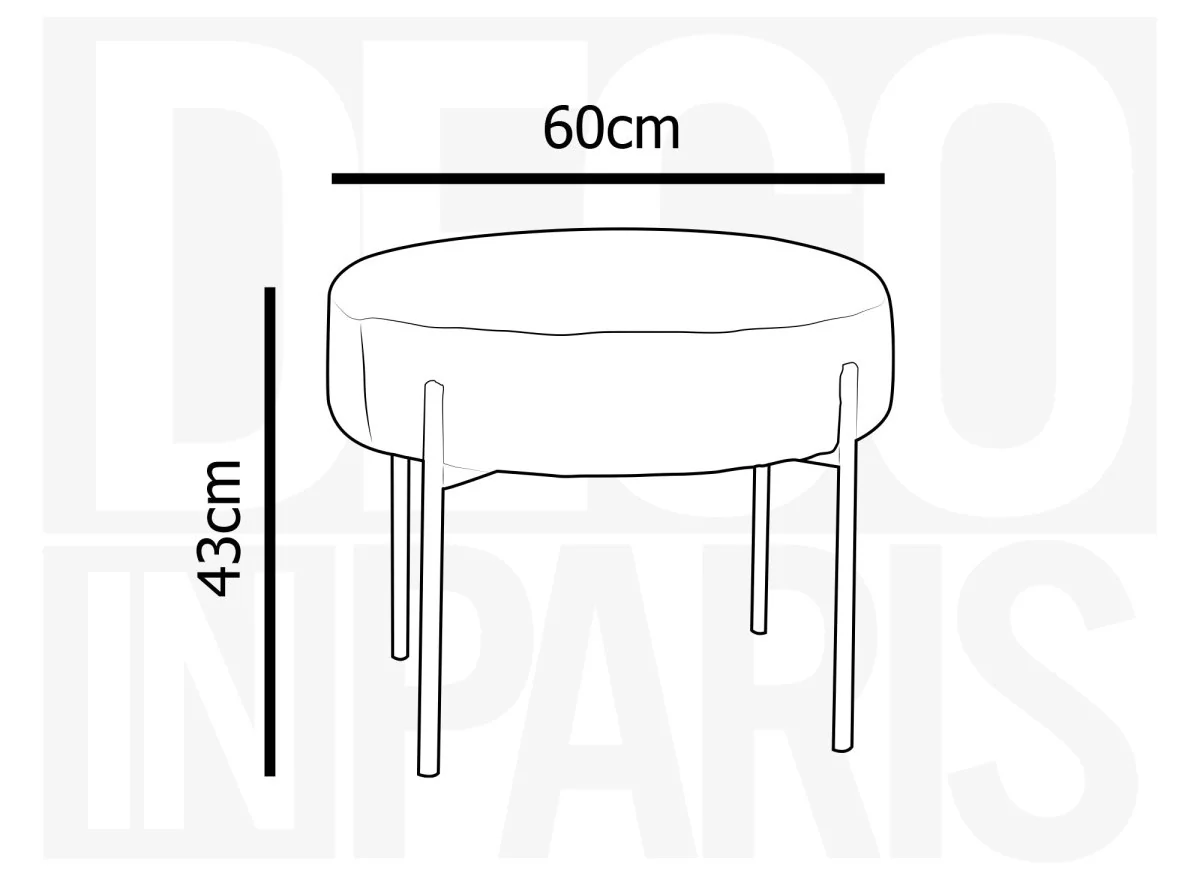 Pouf en tissu effet peau de mouton gris et pieds en métal noir LEYAN - Image 3