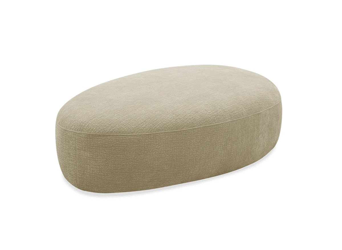 Pouf en velours tissé beige IMENIA - Image 3