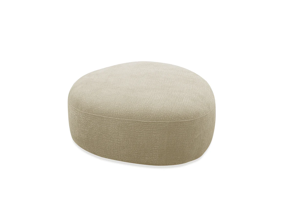 Pouf en velours tissé beige IMENIA - Image 5