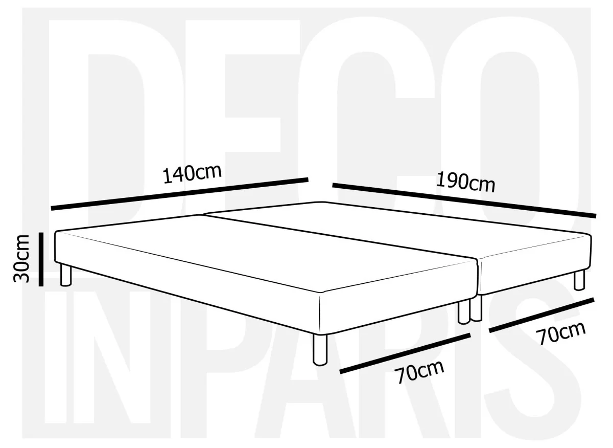 Sommier tapissier 140 X 190 cm + 8 pieds (2x 70x190cm) - Image 4