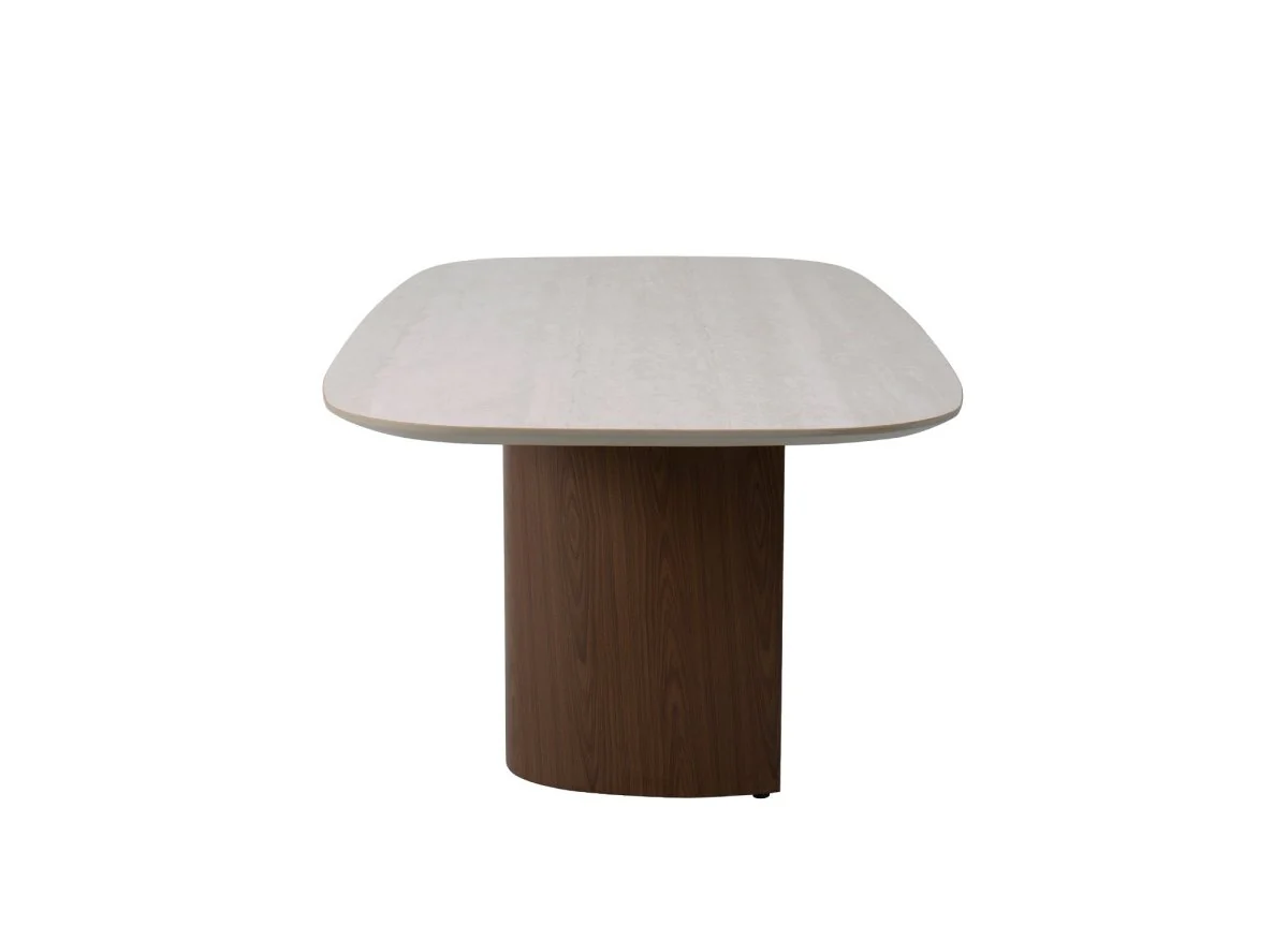 Table à manger en céramique beige pieds effet bois 10 personnes NAYA - Image 4