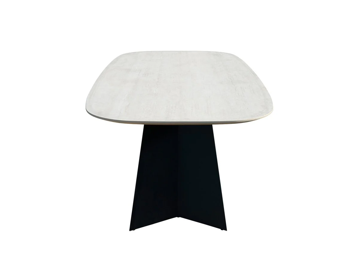Table à manger en céramique beige pieds noir 8 personnes ZELLY - Image 4