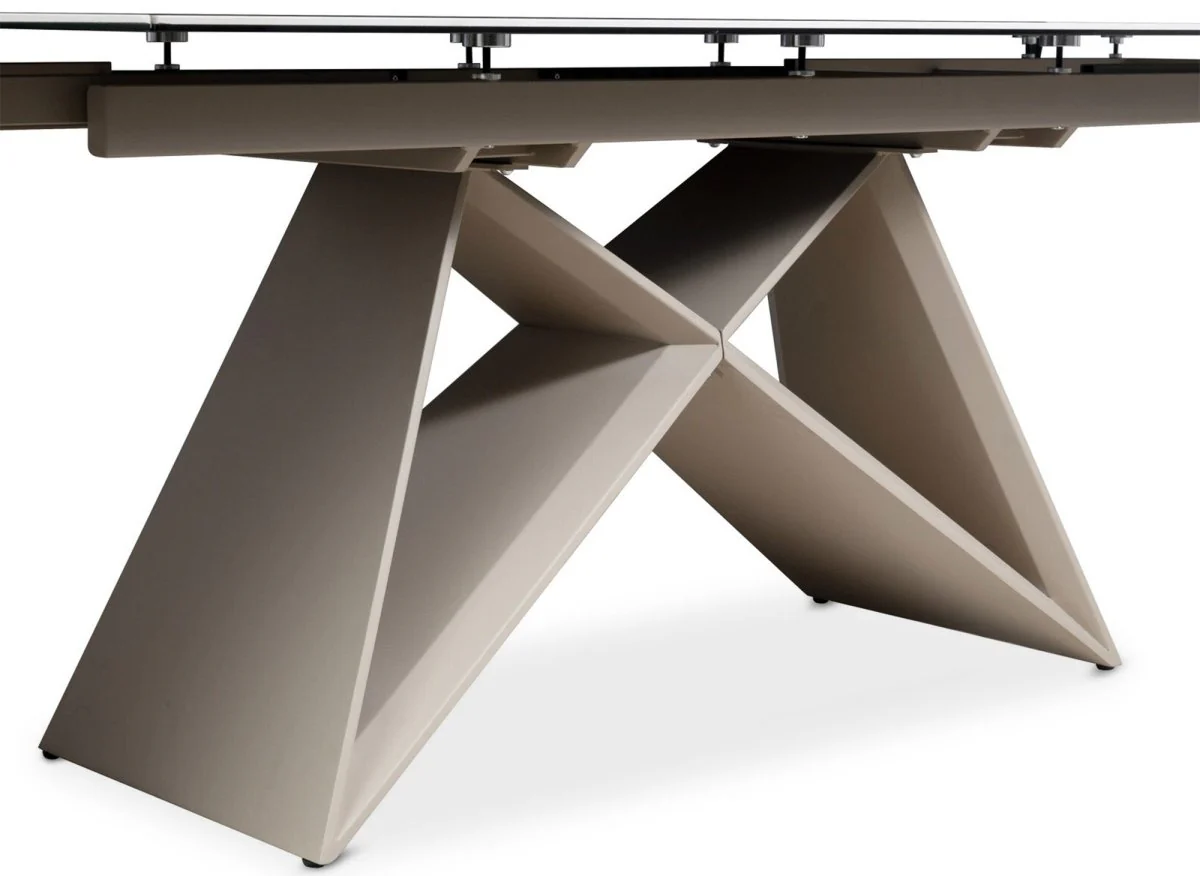 Table à manger extensible en céramique blanche effet marbre 12 personnes GABRIEL - Image 10