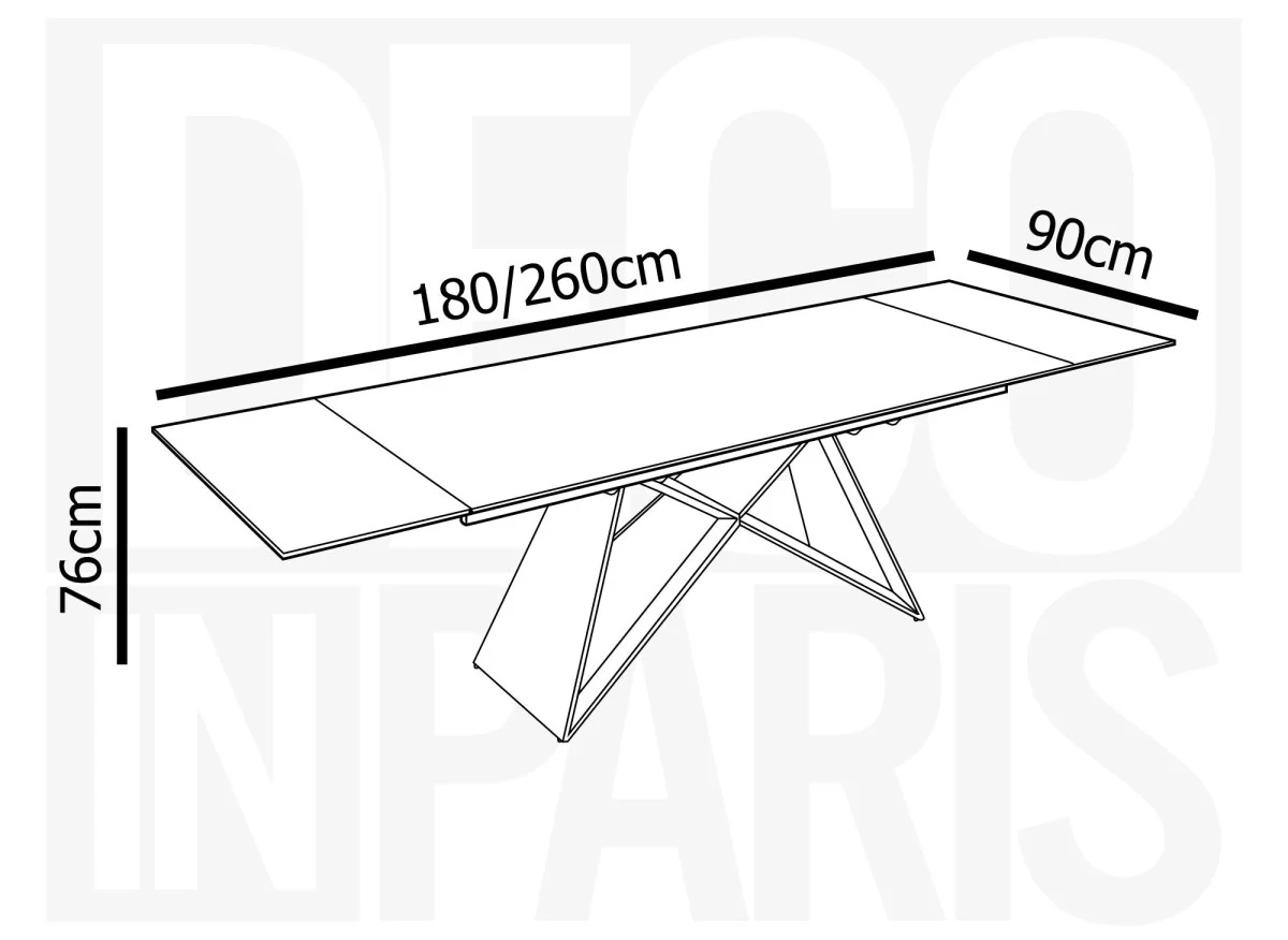 Table à manger extensible en céramique blanche effet marbre 12 personnes GABRIEL - Image 12