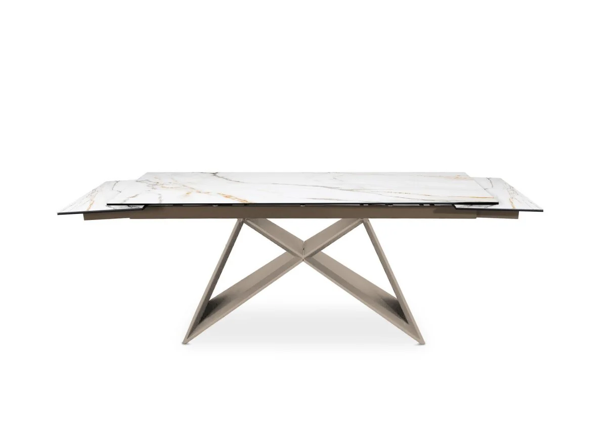 Table à manger extensible en céramique blanche effet marbre 12 personnes GABRIEL - Image 7