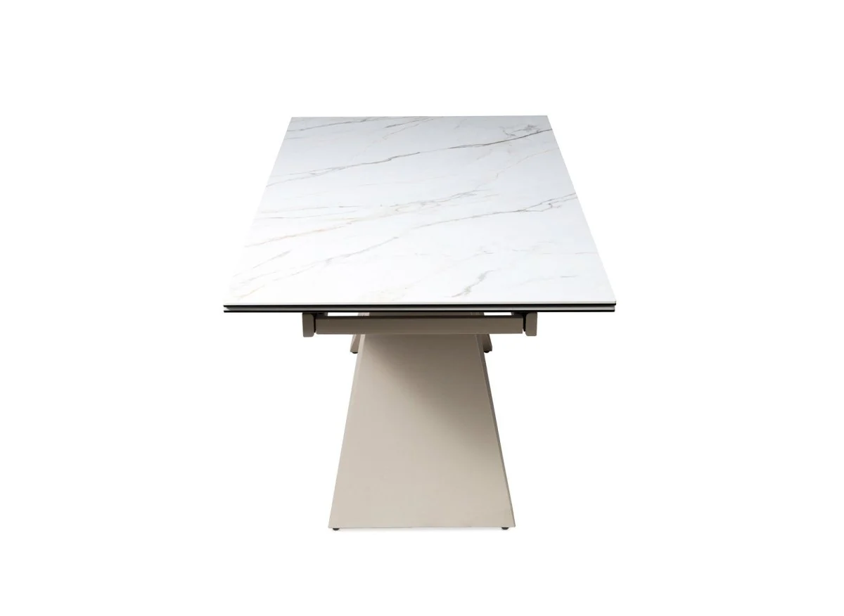 Table à manger extensible en céramique blanche effet marbre 12 personnes GABRIEL - Image 9
