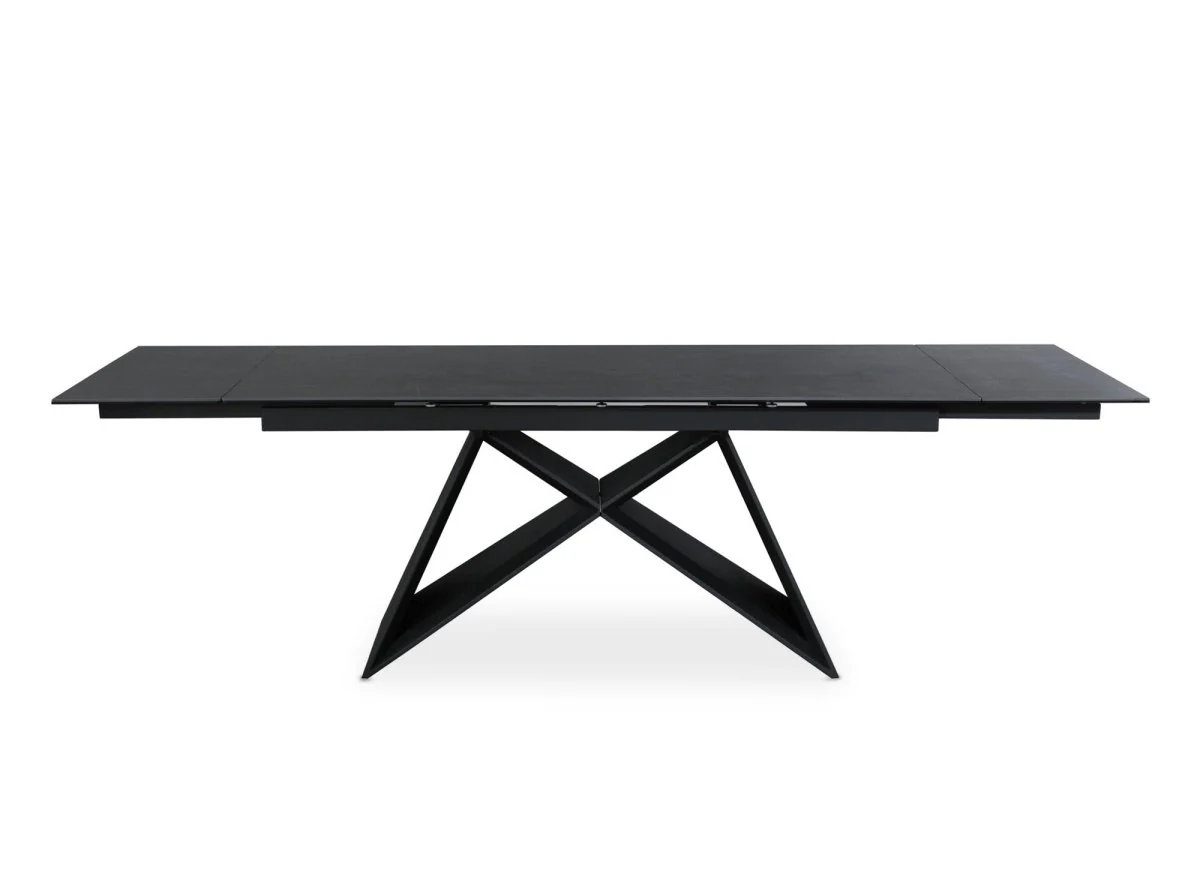 Table à manger extensible en céramique noire effet marbre GABRIEL - Image 5