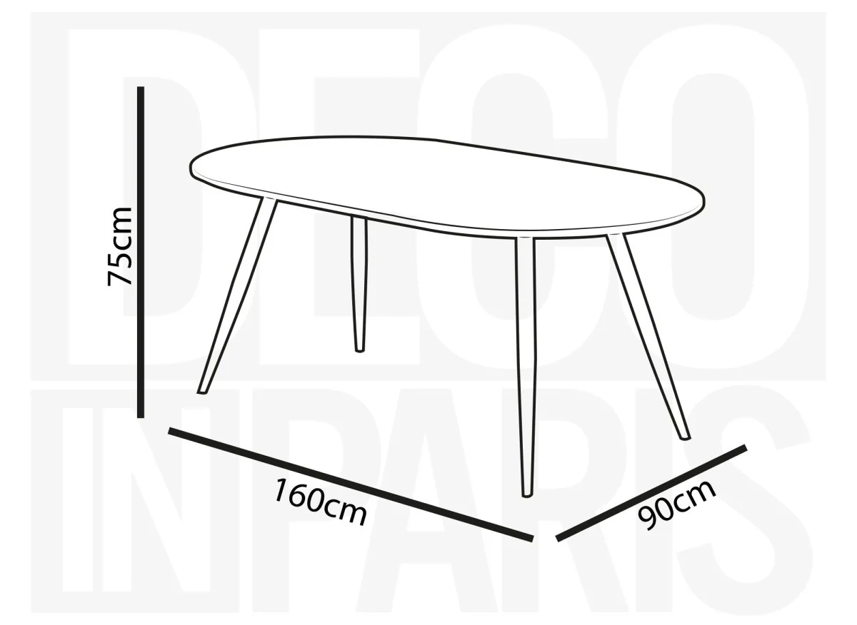 Table à manger ovale effet marbre blanc DIWAN - Image 4