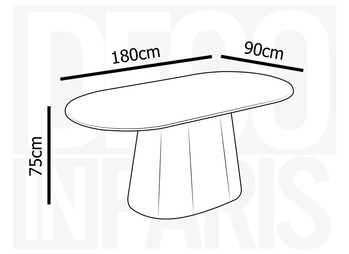 Table à manger ovale en marbre composite beige 6 personnes TIANA - Image 5