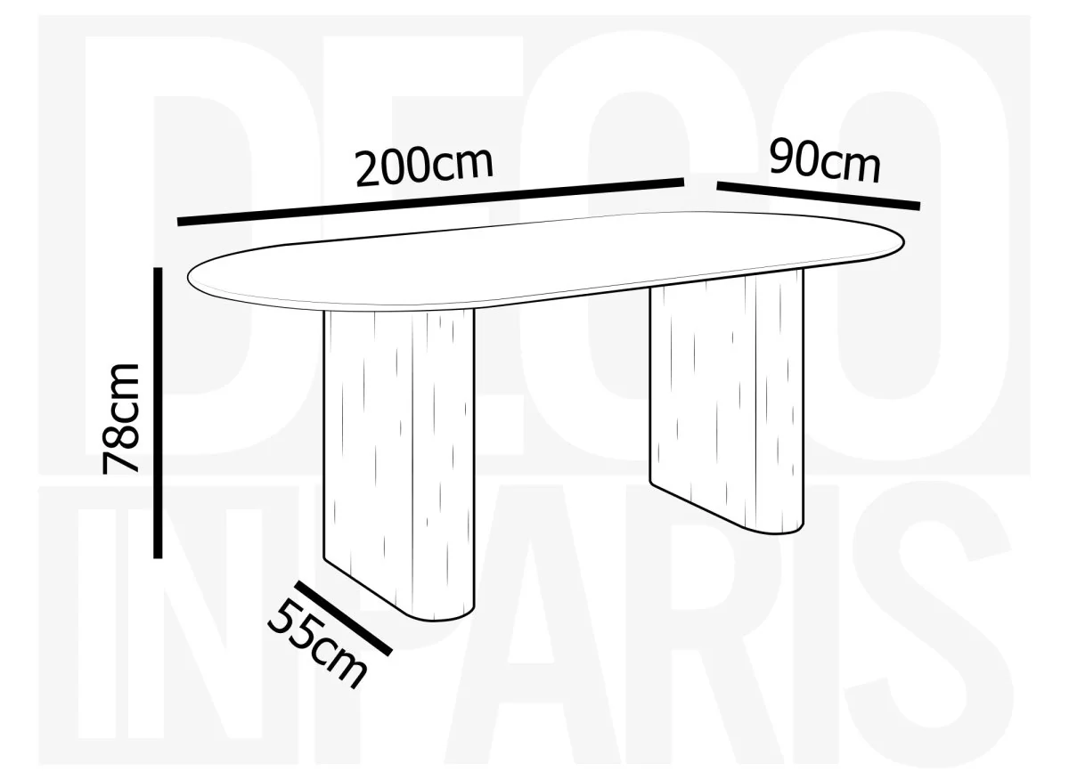 Table à manger ovale en marbre composite beige 8 personnes ELMA - Image 5