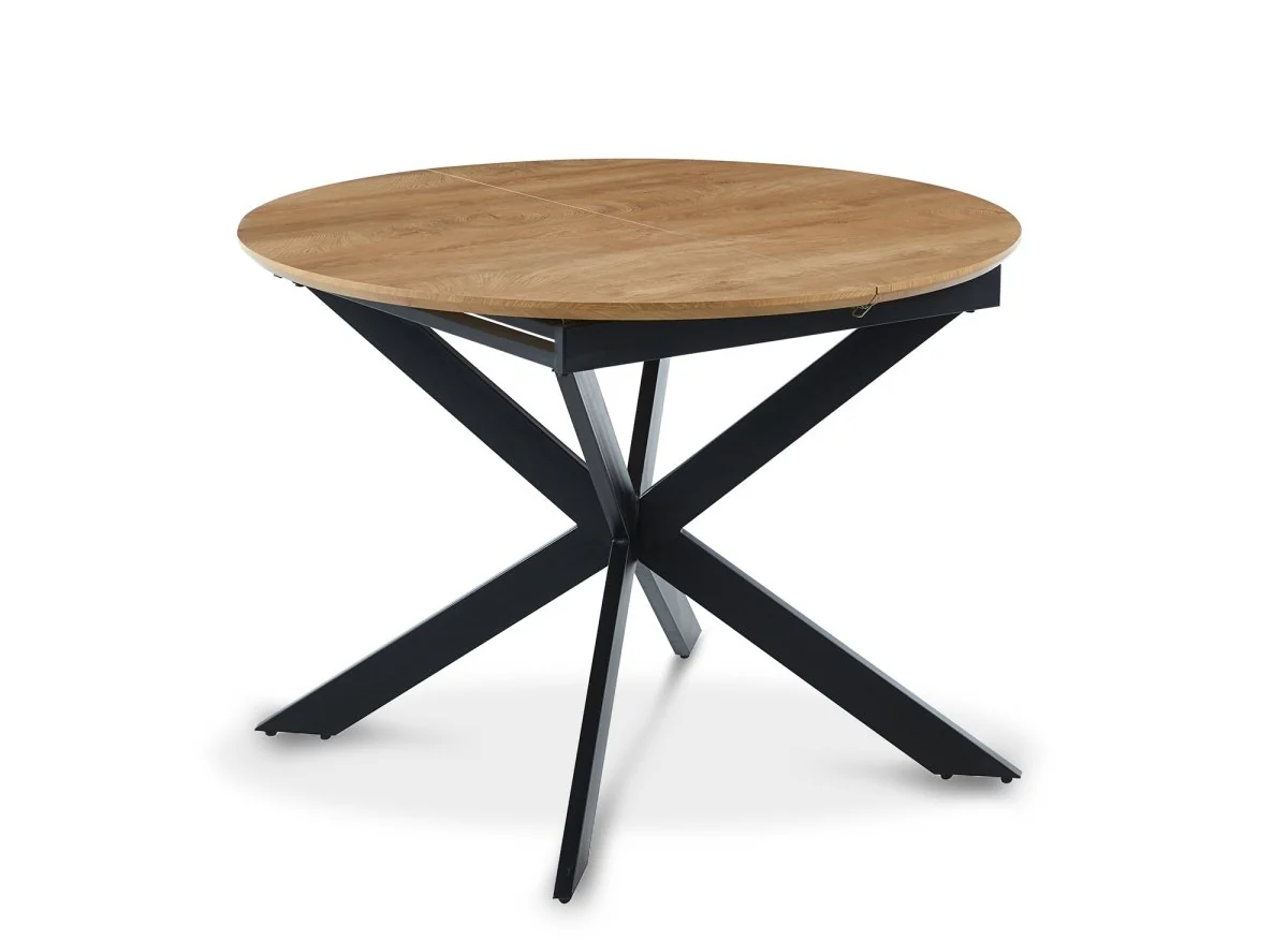 Table à manger ronde à rallonge couleur chêne VENOM - Image 3