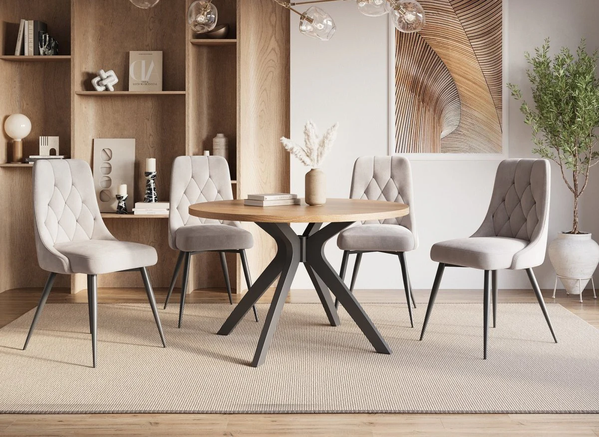 Table à manger ronde design couleur chêne NOVEA - Image 3