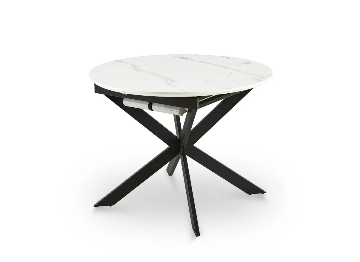 Table à manger ronde extensible blanc KOBY - Image 4