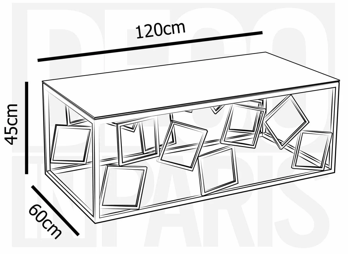 Table basse design en verre et métal argenté rectangulaire ARVI - Image 4