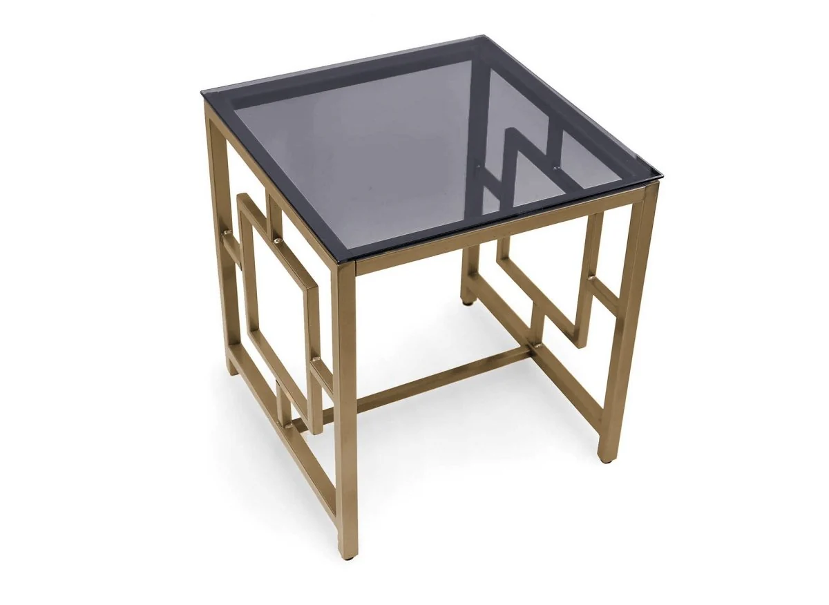 Table basse design en verre noir et métal doré carrée PABLO - Image 4