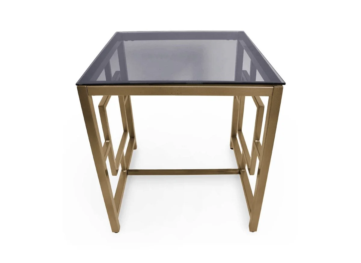 Table basse design en verre noir et métal doré carrée PABLO - Image 5