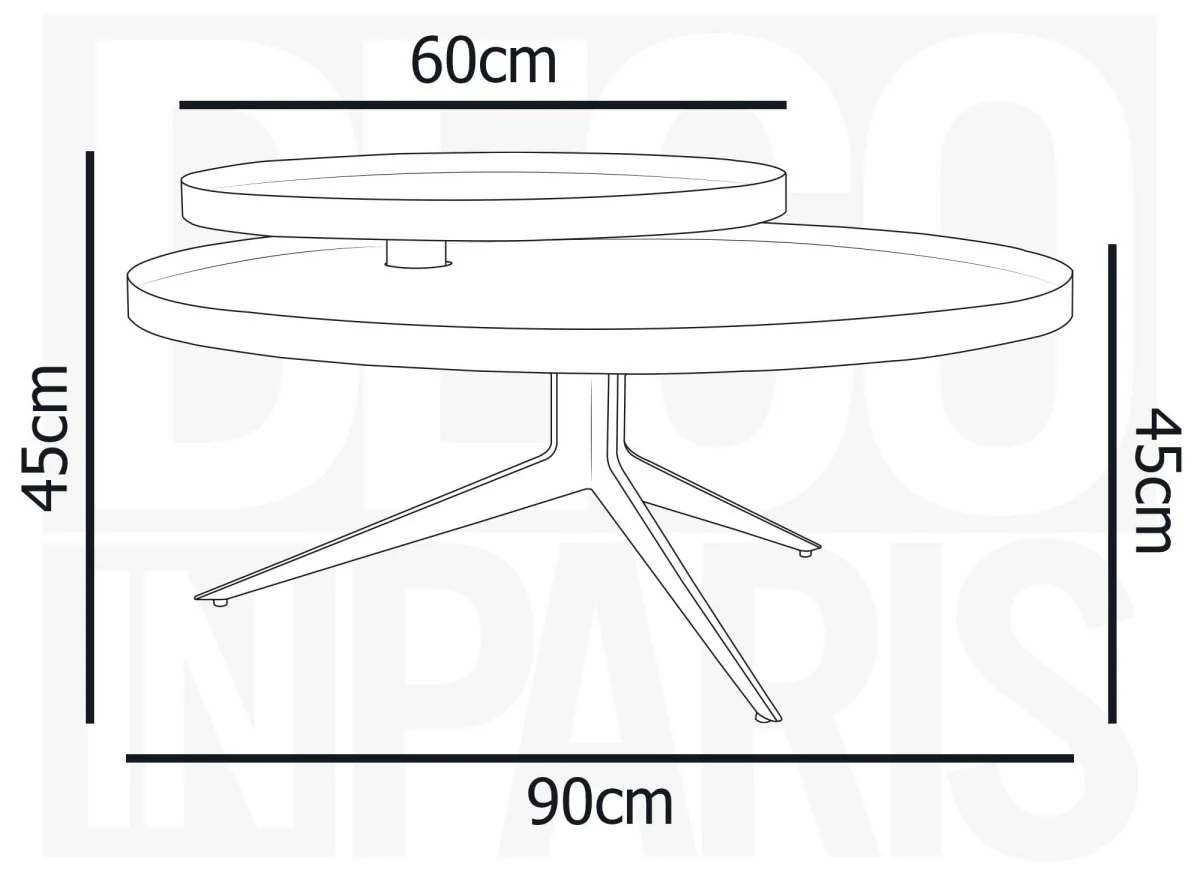 Table basse ronde 2 plateaux pivotants en céramique et métal noir MIRANY - Image 7