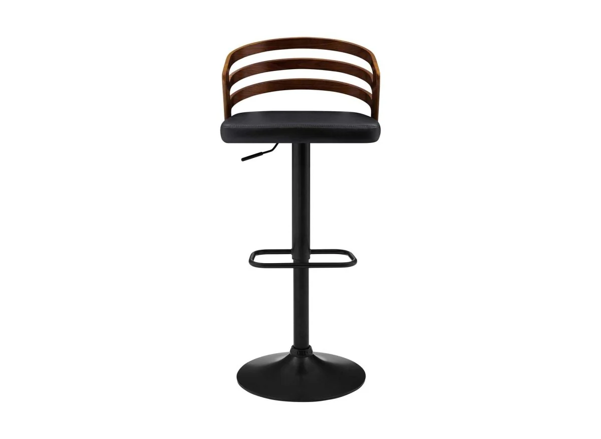 Tabouret de bar design en bois et simili noir AIDEN - Image 3