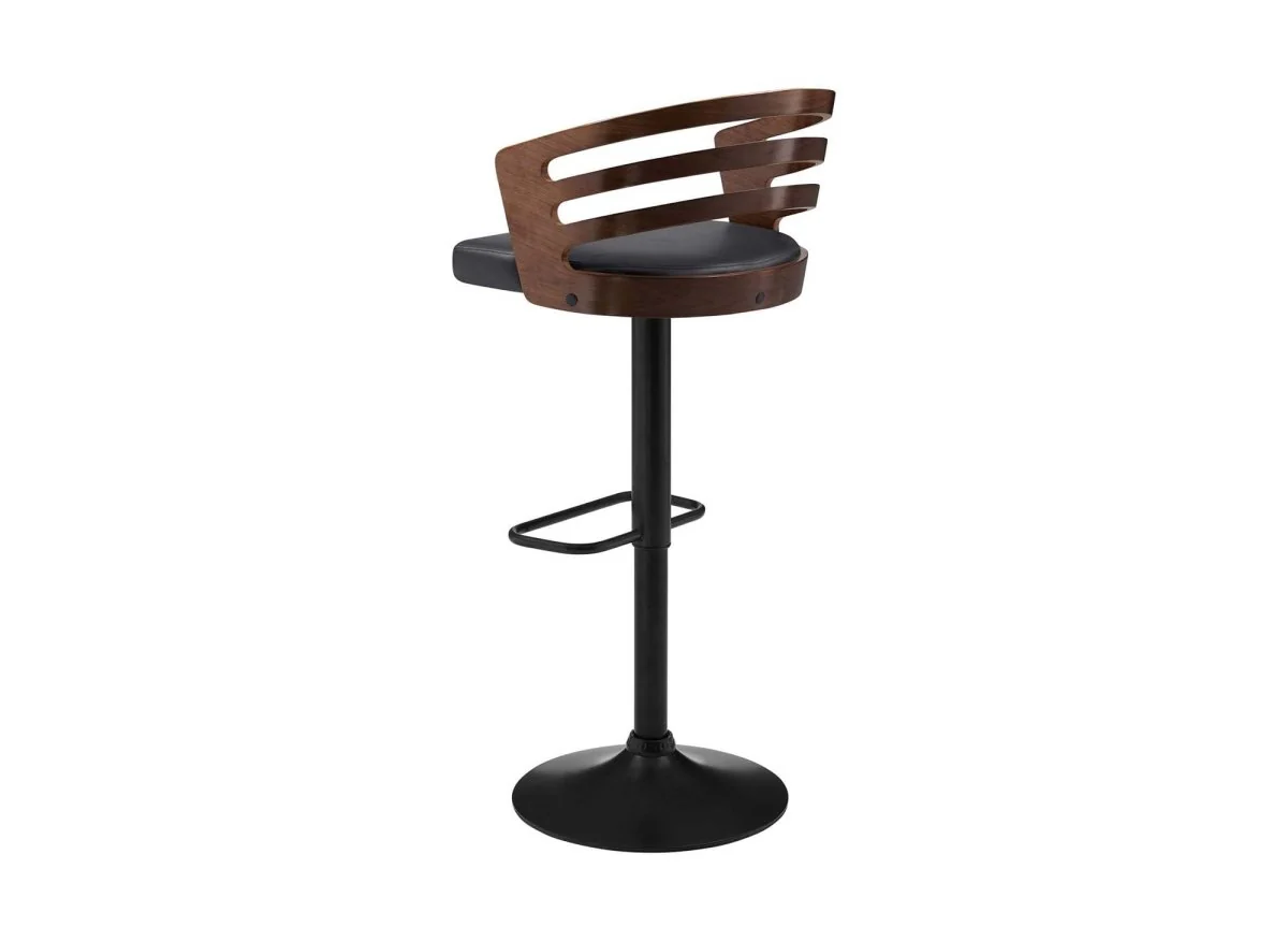 Tabouret de bar design en bois et simili noir AIDEN - Image 4
