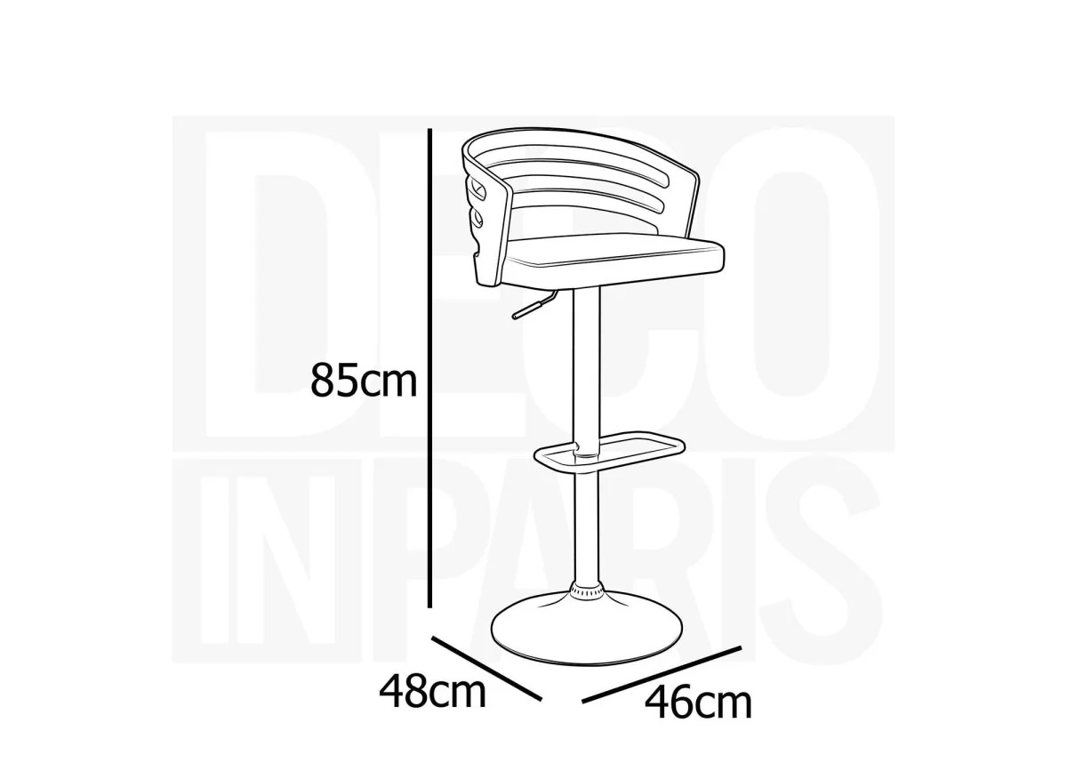Tabouret de bar design en bois et simili noir AIDEN - Image 5