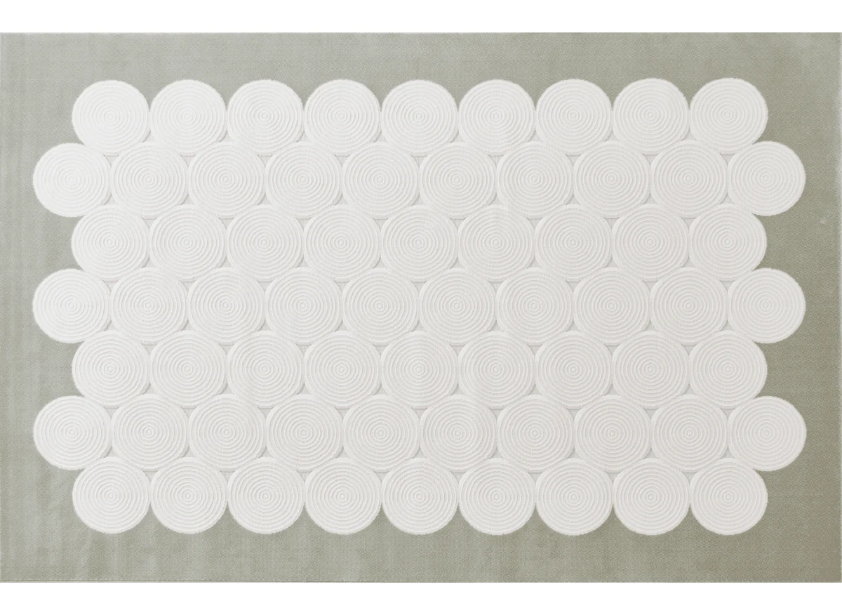 Tapis à motifs rond blanc écru 192 x 290 cm CLARA