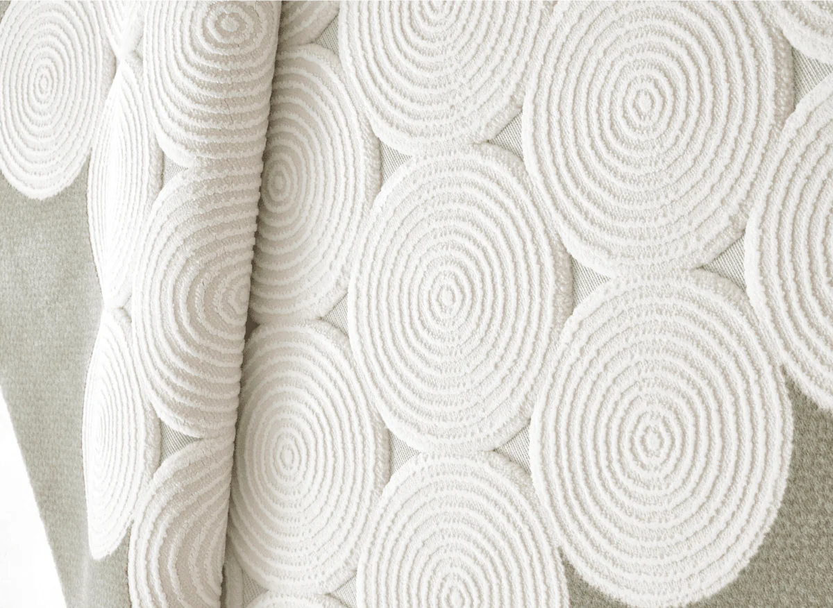 Tapis à motifs rond blanc écru 192 x 290 cm CLARA - Image 2
