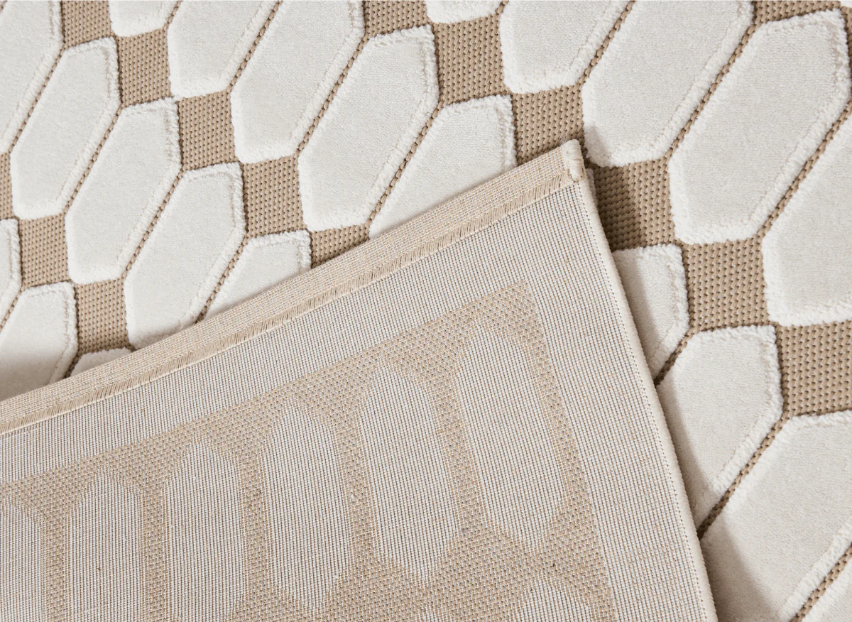 Tapis beige à motifs hexagonal 200 x 290 cm KELVYN - Image 4