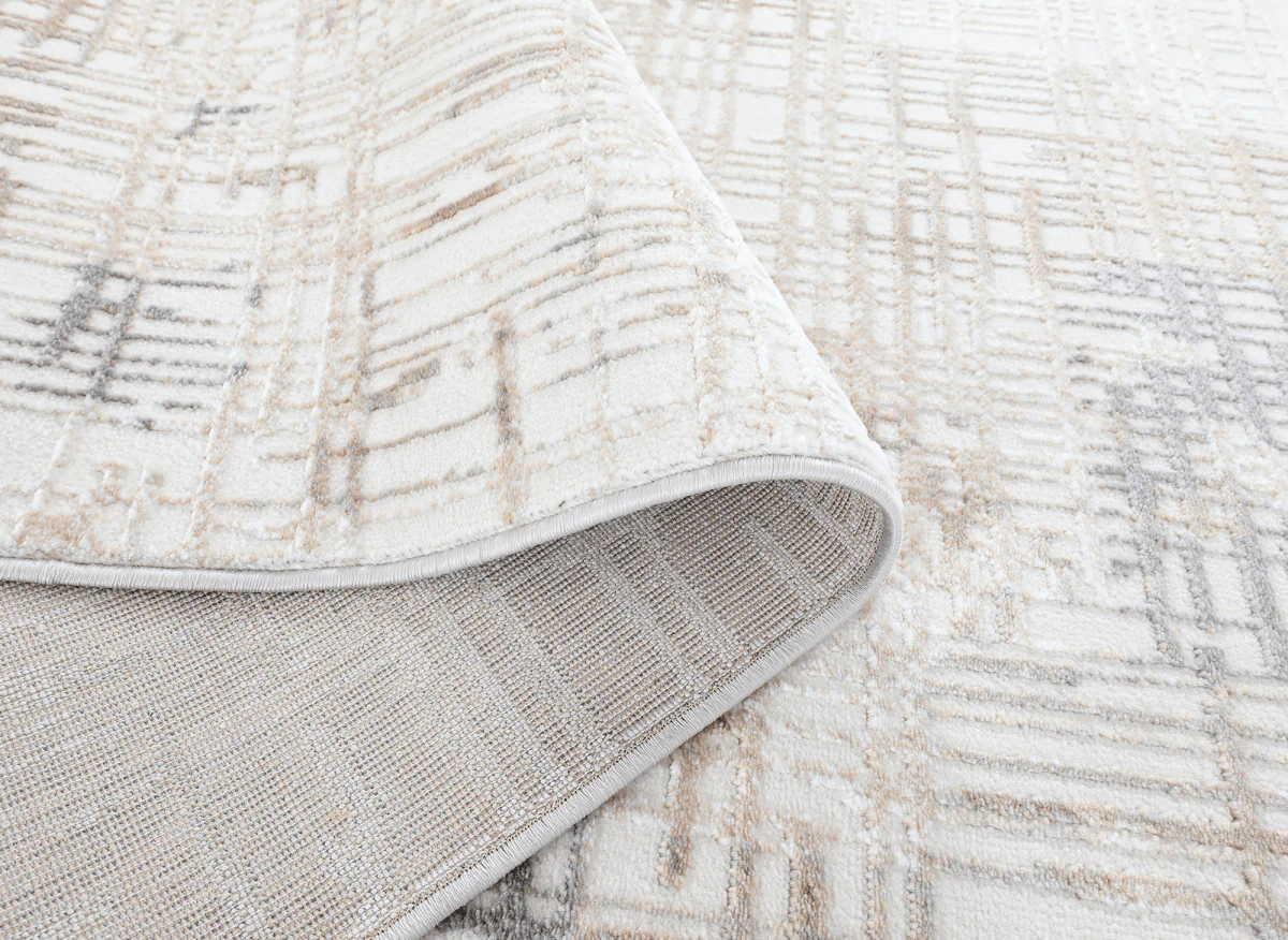 Tapis beige à motifs striés gris 160 x 230 cm PEKIN - Image 5