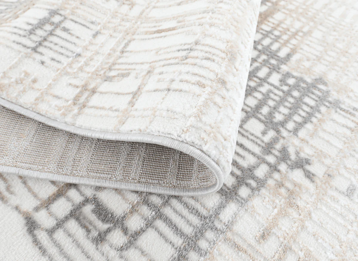 Tapis beige à motifs striés gris 160 x 230 cm PEKIN - Image 7