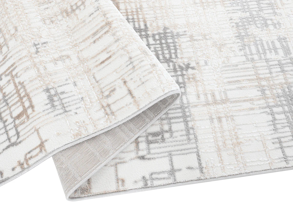 Tapis beige à motifs striés gris 160 x 230 cm PEKIN - Image 9
