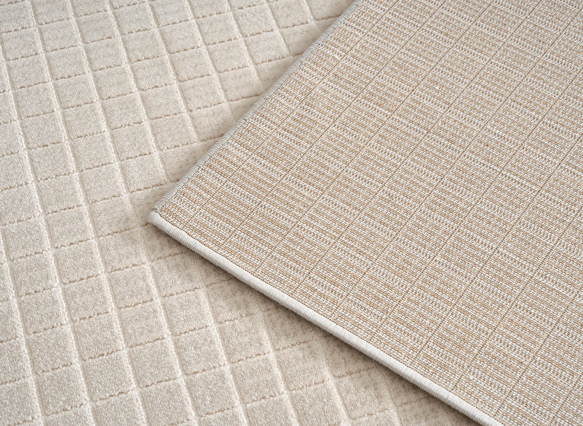 Tapis beige à petits carreaux 160 x 230 cm TALO - Image 5
