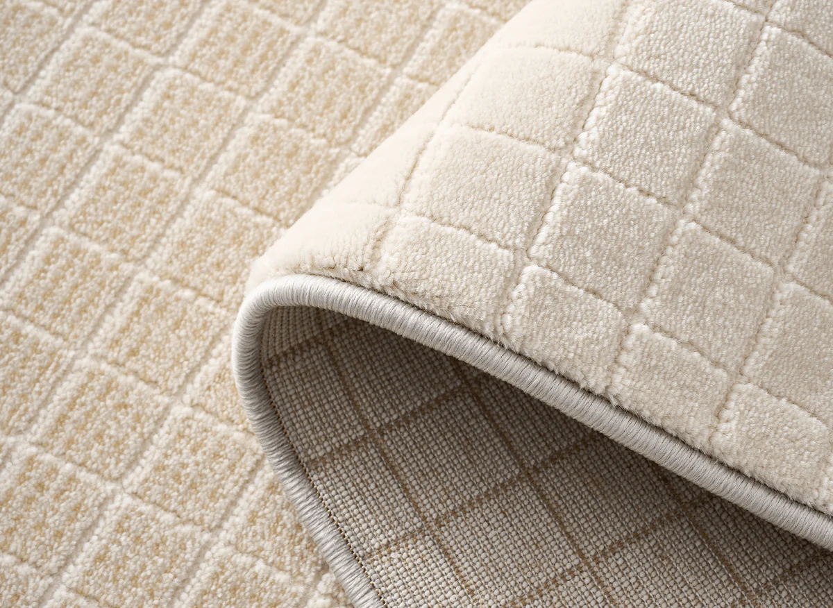 Tapis beige à petits carreaux 200 x 290 cm TALO - Image 5