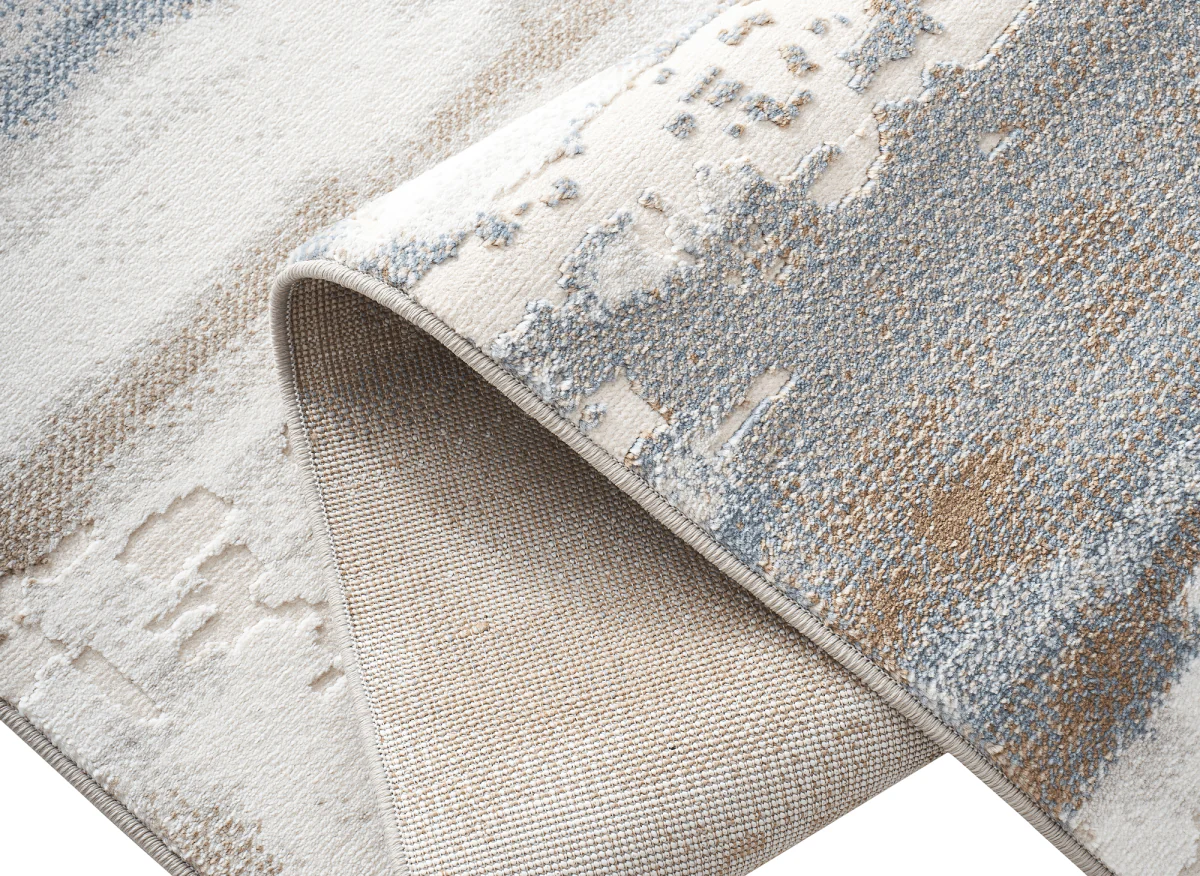 Tapis beige et bleu à motifs graphiques 160 x 230 cm MOSCOU - Image 4