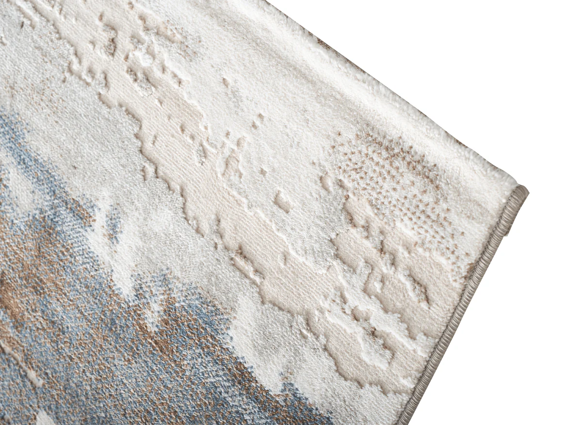 Tapis beige et bleu à motifs graphiques 200 x 290 cm MOSCOU - Image 5