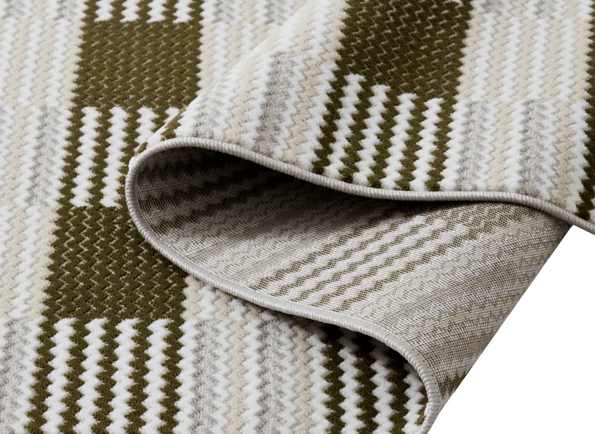 Tapis blanc à motifs carrés verts 160 x 230 cm THEOA - Image 5