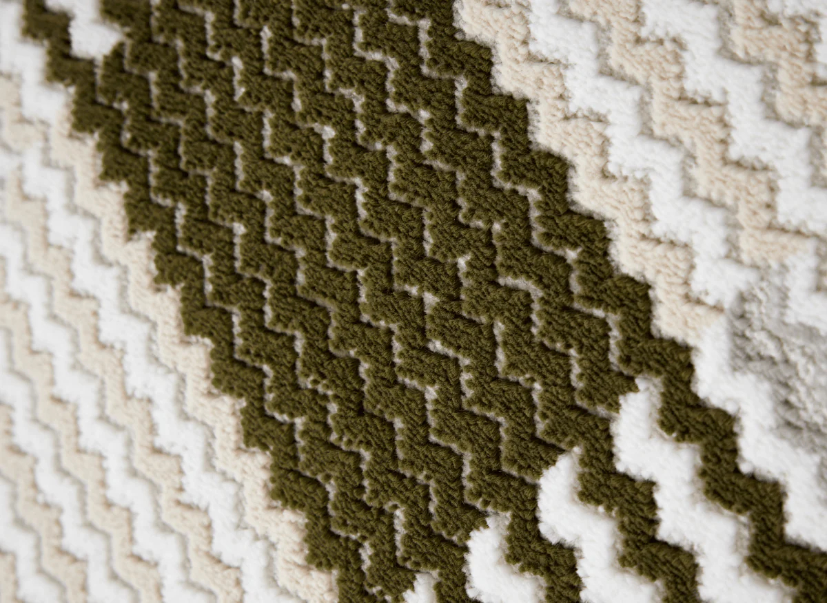 Tapis blanc à motifs carrés verts 200 x 290 cm THEOA - Image 3