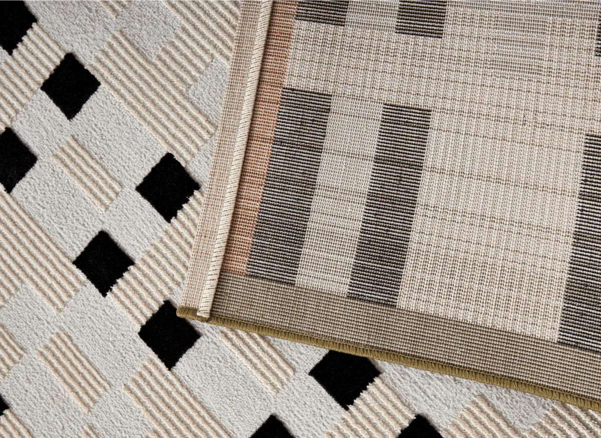Tapis blanc à motifs noirs, verts et orange 200 x 290 cm ELINN - Image 4