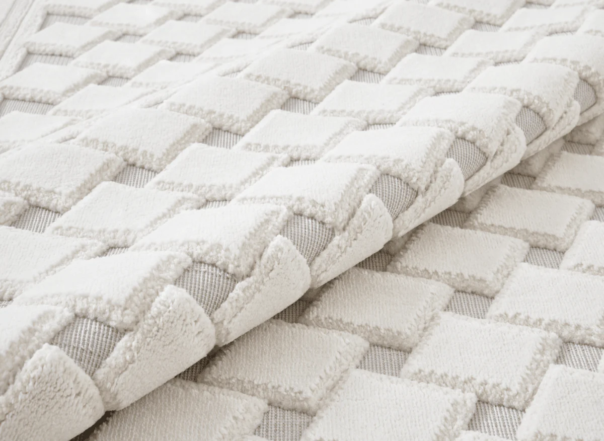 Tapis blanc écru à formes carrées 192 x 290 cm LERIS - Image 2