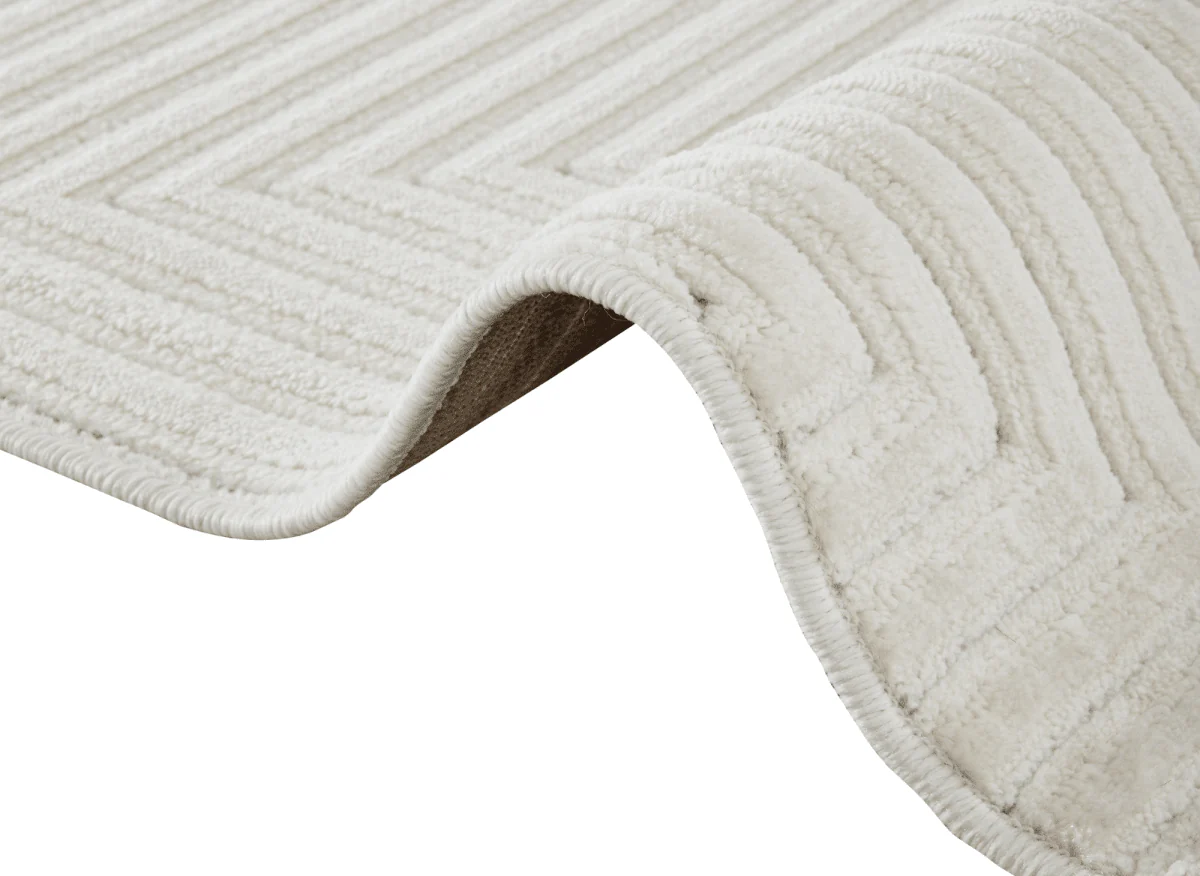 Tapis blanc écru à losanges beiges 200 x 290 cm ROUBY - Image 3