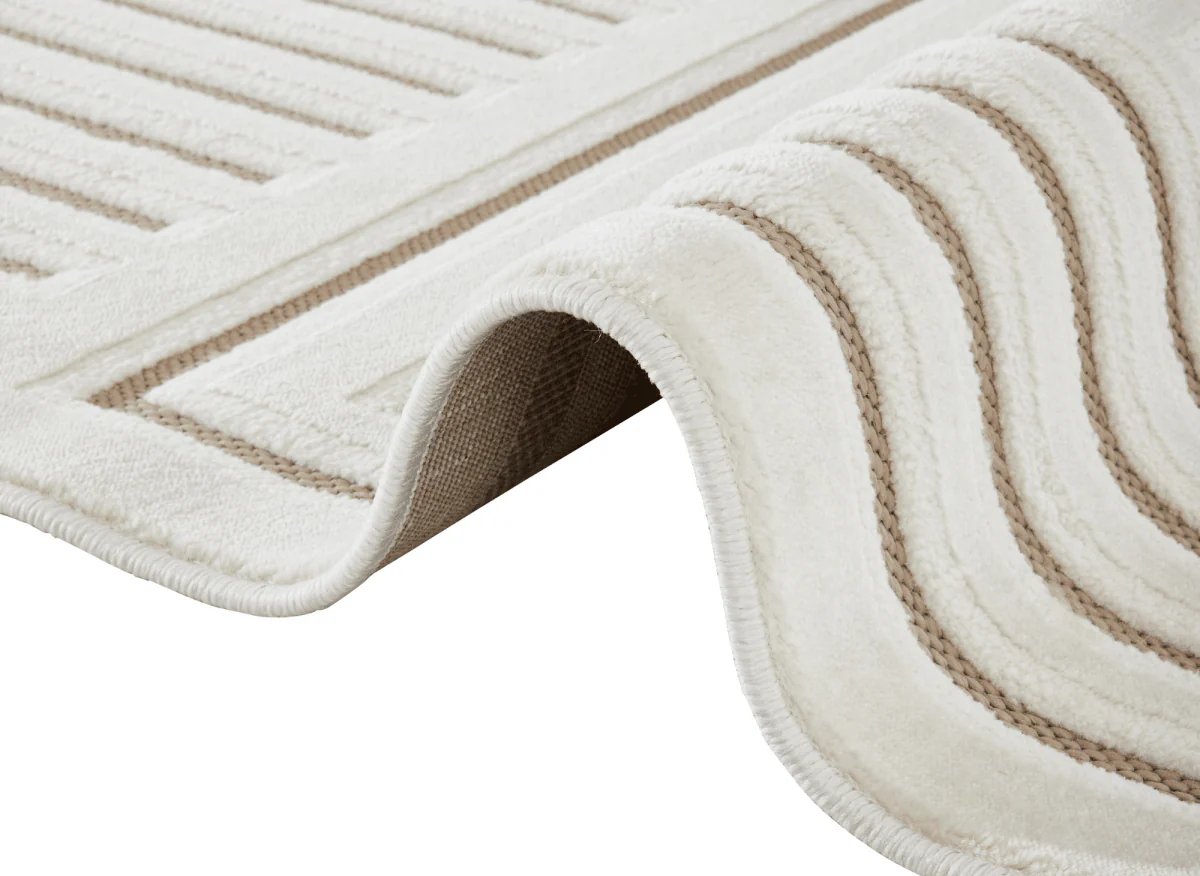 Tapis blanc écru à motifs chevrons 160 x 230 cm AMELIO - Image 3