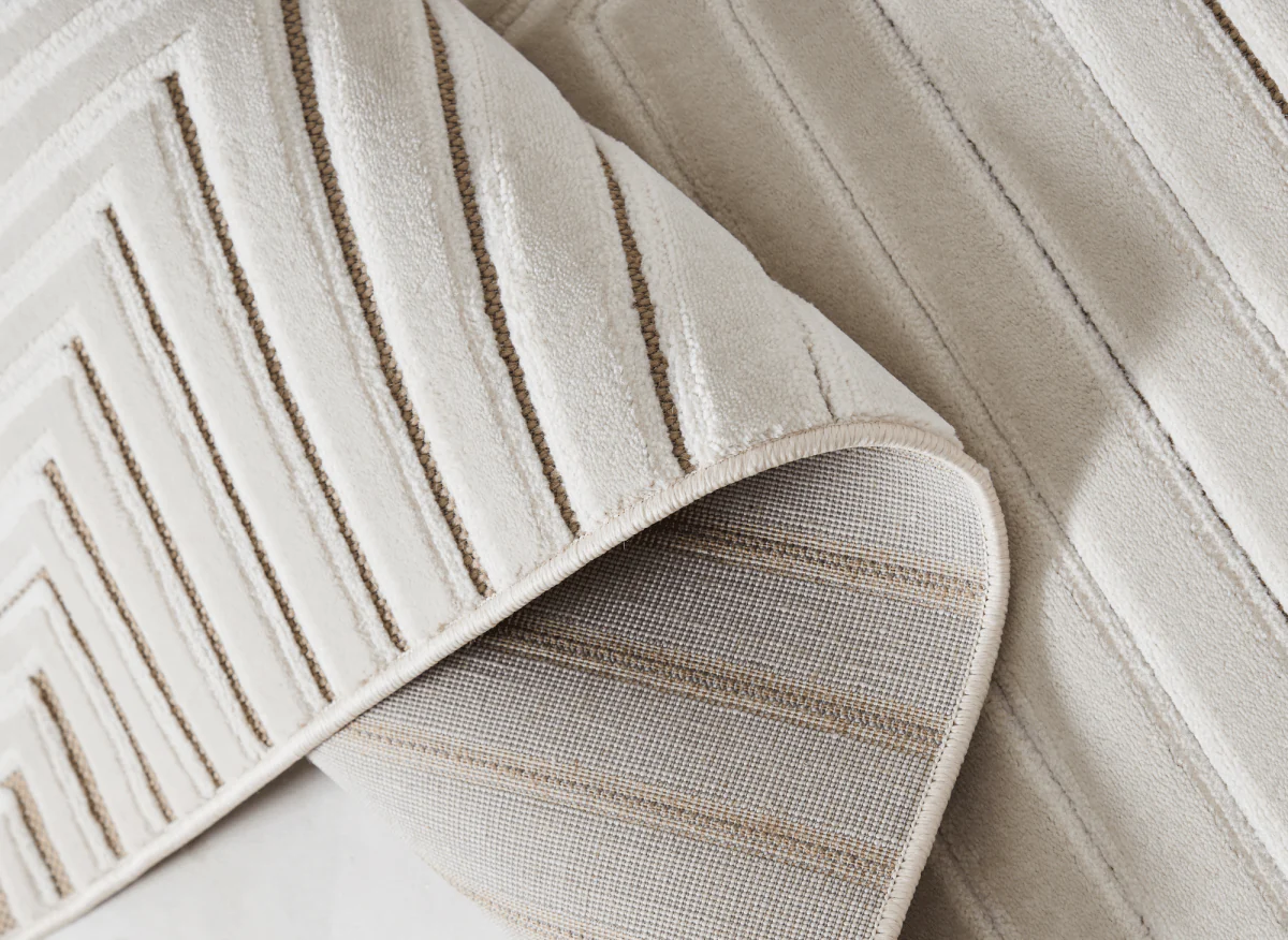 Tapis blanc écru à motifs chevrons  160 x 230 cm AMONA - Image 2
