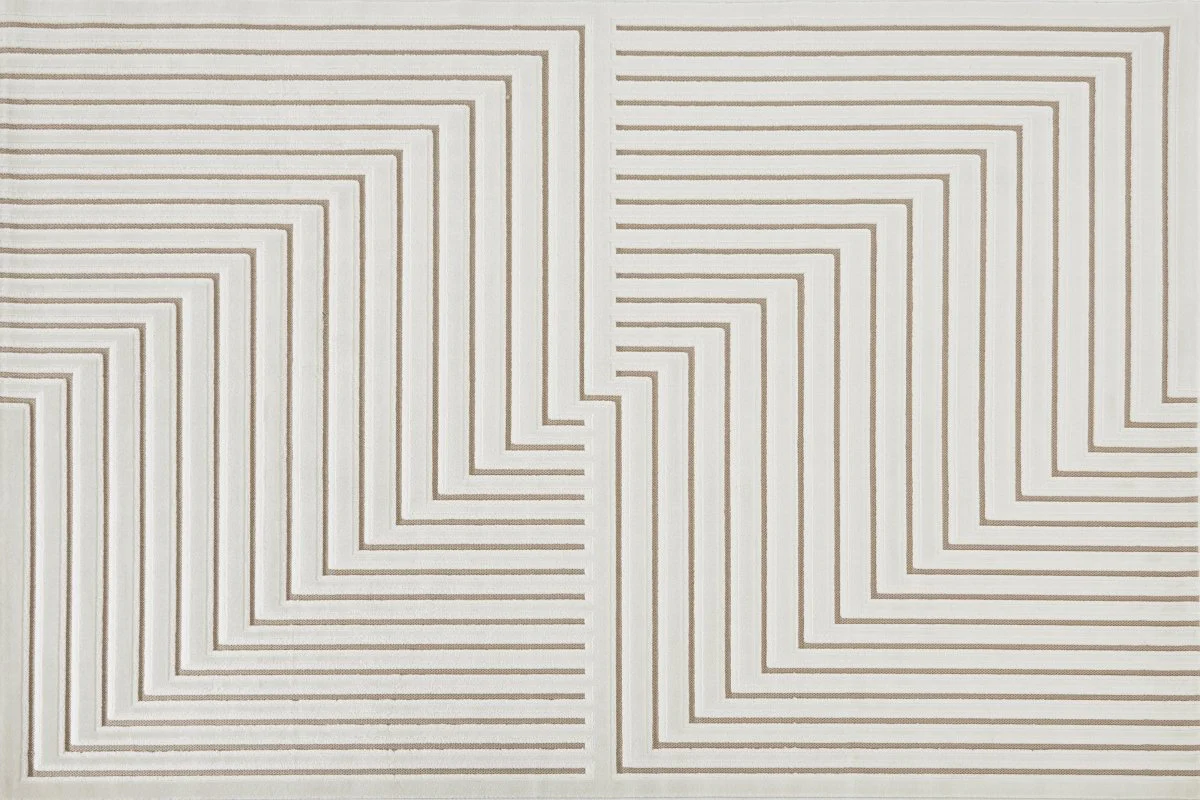 Tapis blanc écru à motifs chevrons 200 x 290 cm AMELIO
